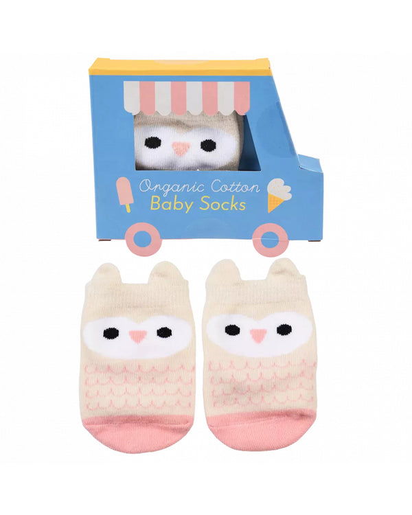 Pair of Baby Socks - Pink Owl