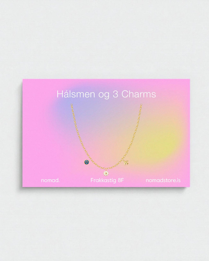 Charm Bar Gjafakort - Hálsmen + 3 charms