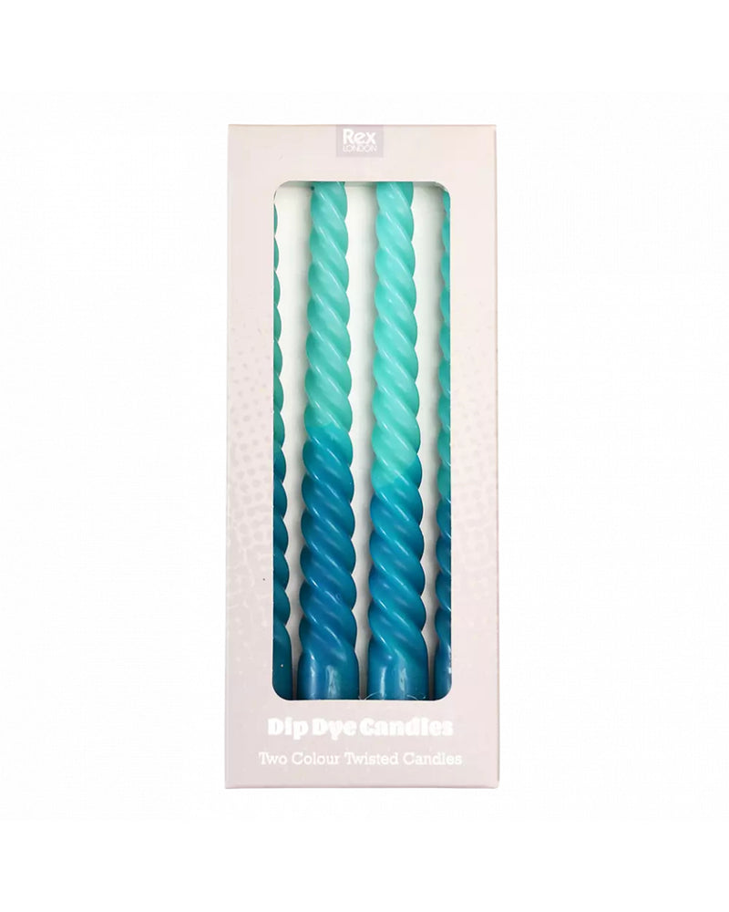 Dip Dye Spiral Candles (set Of 4) - Blue