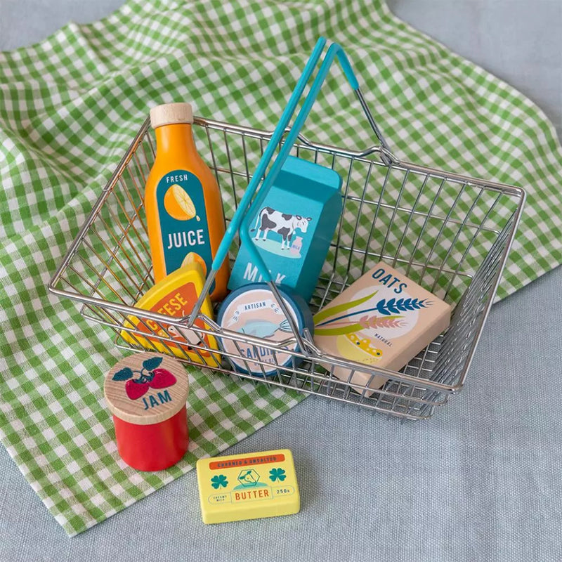 Wooden Shopping Playset and Basket