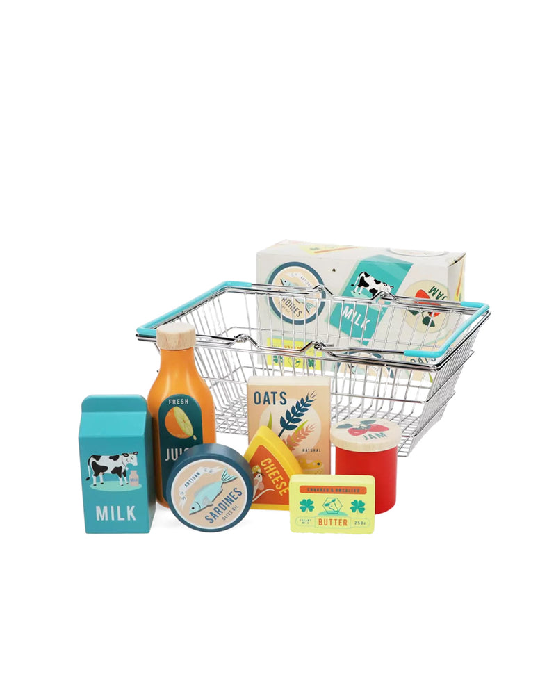 Wooden Shopping Playset and Basket