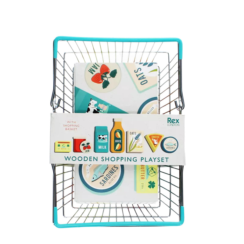 Wooden Shopping Playset and Basket