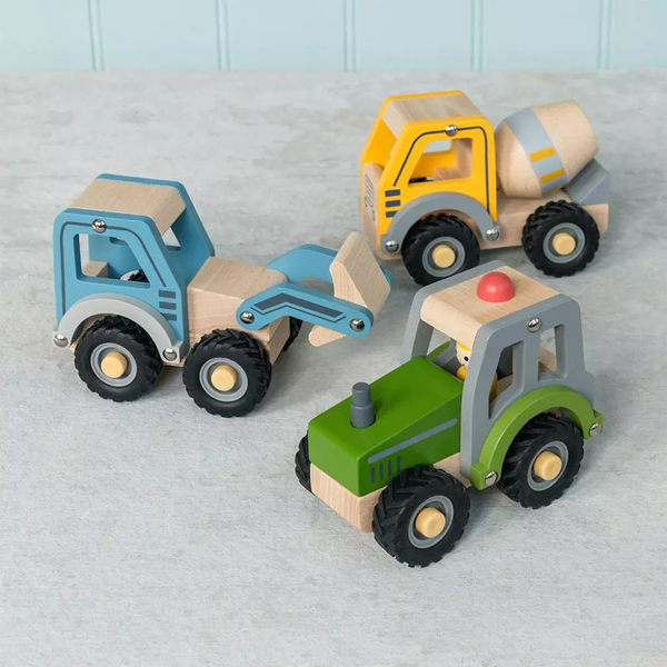 Wooden Push Along Vehicle Toy - Digger Truck