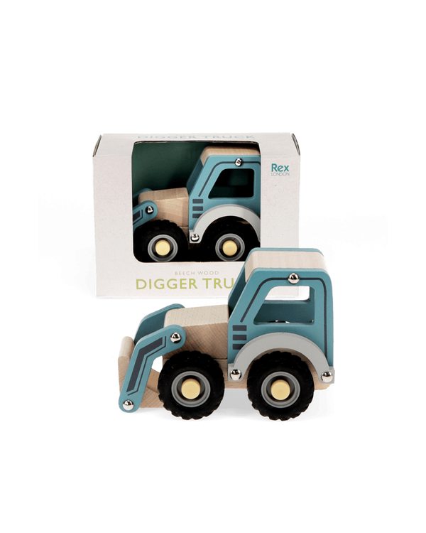 Wooden Push Along Vehicle Toy - Digger Truck