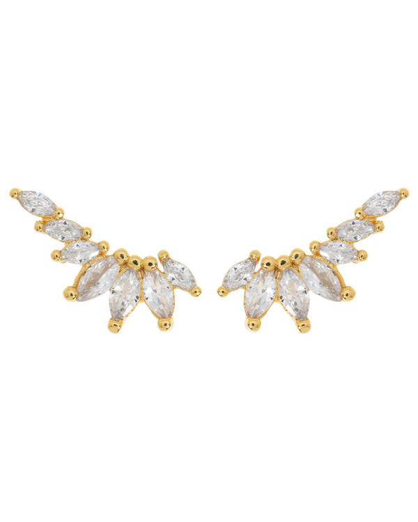 Zubi - Crystal Leaf Ear Climber Earrings