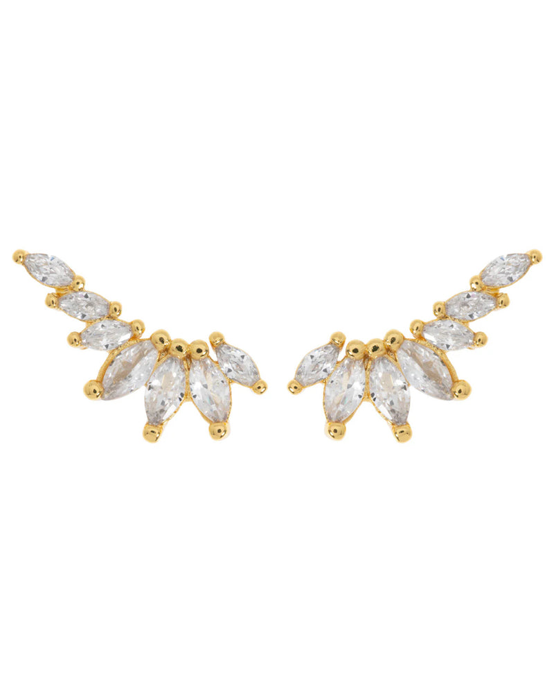 Zubi - Crystal Leaf Ear Climber Earrings