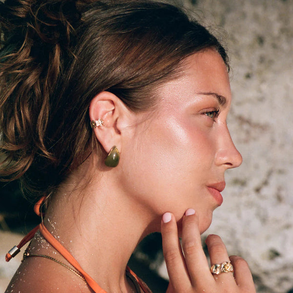 Carin - Green Resin Hoop Earrings