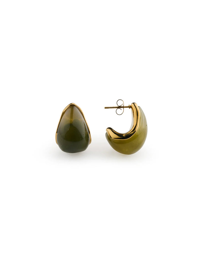 Carin - Green Resin Hoop Earrings