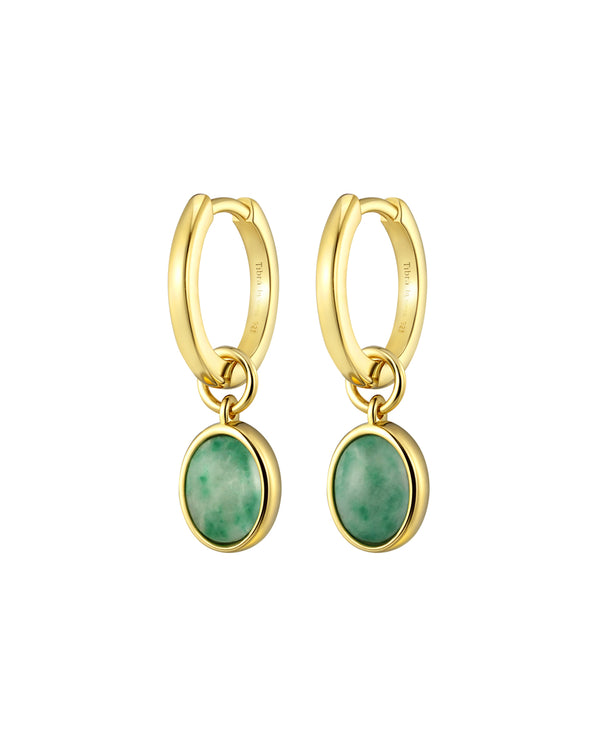 Charm Huggies + Oval Pendant Emerald