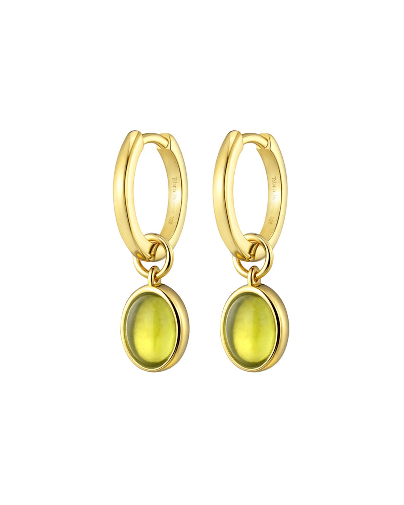 Charm Huggies + Oval Pendant Peridot
