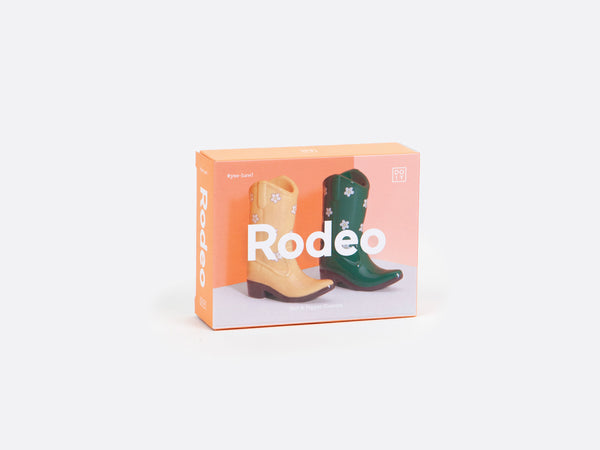 Rodeo Cowboy Boot Salt & Pepper Shakers - Orange/Green