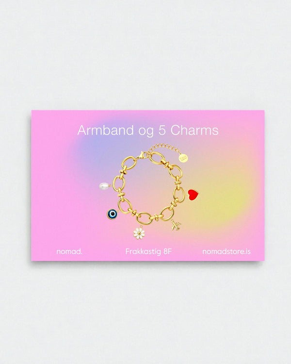 Charm Bar Gjafakort - Armband + 5 charms
