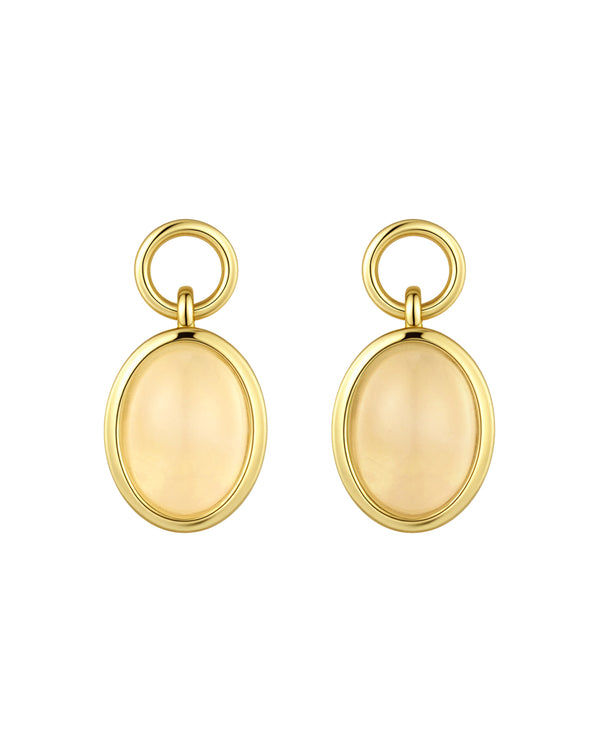 Charm Huggies + Oval Pendant Rose Quartz