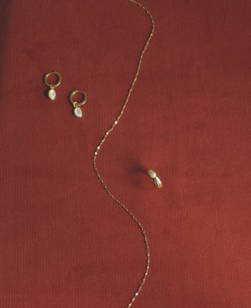 Charm Huggies + Oval Pendant Mother of Pearl