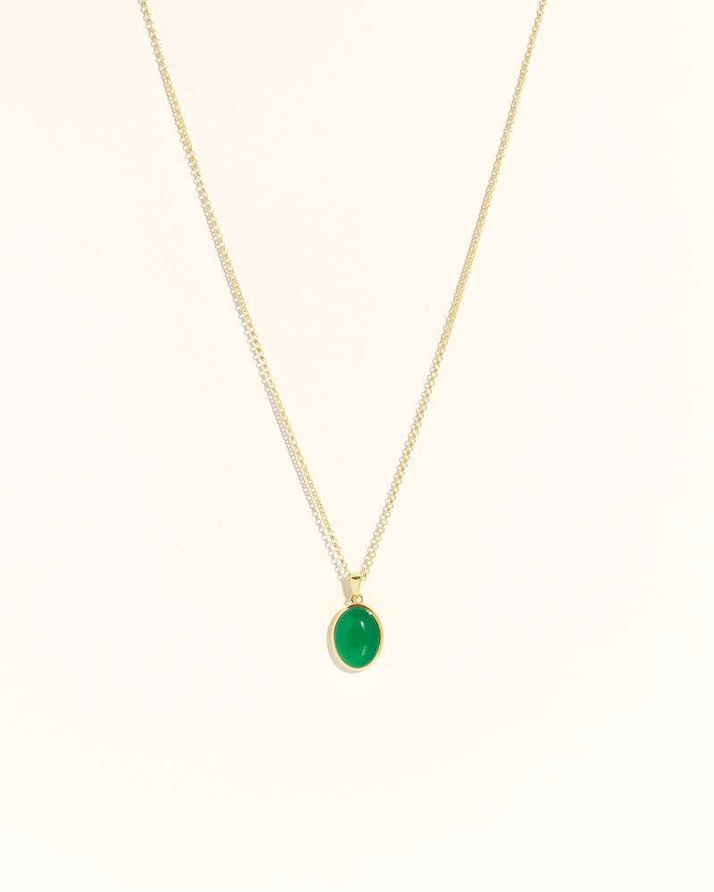 Oval Stone Necklace - Chrysoprase