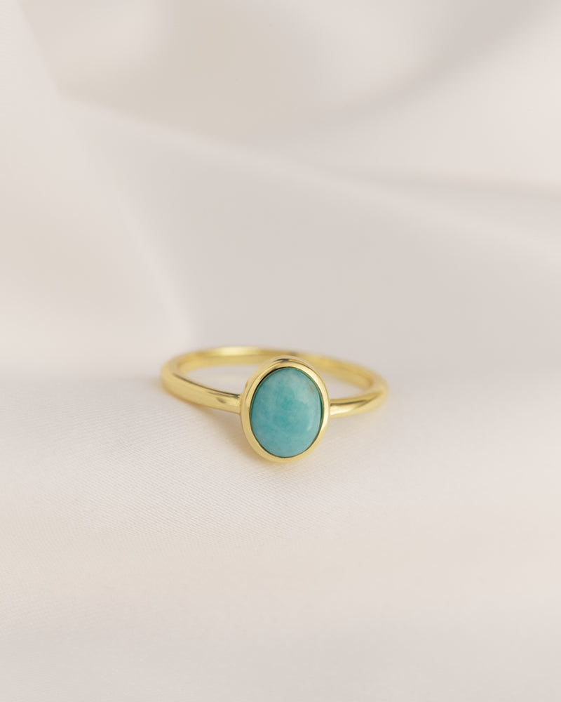 Oval Stone Ring - Amazonite