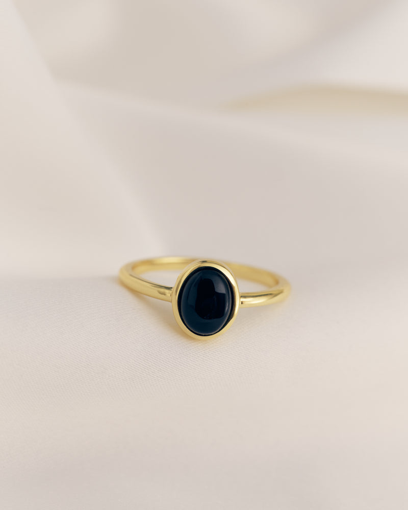 Oval Stone Ring - Black Onyx