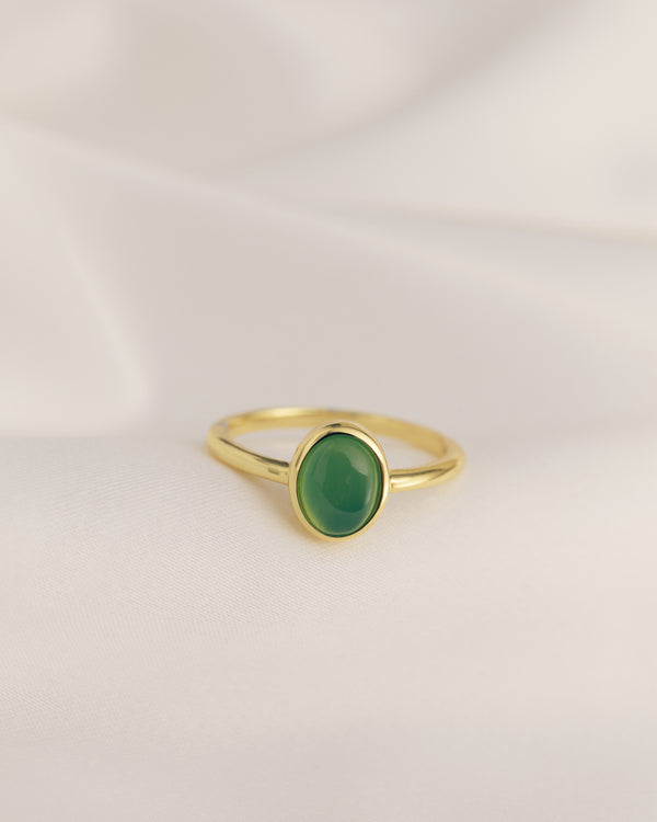 Oval Stone Ring - Chrysoprase