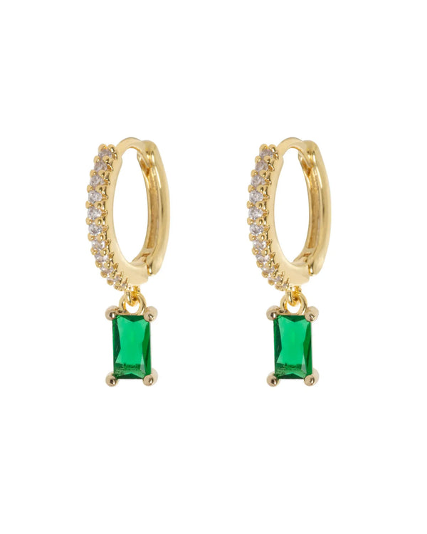 Arya - Green Crystal Hoop Earrings