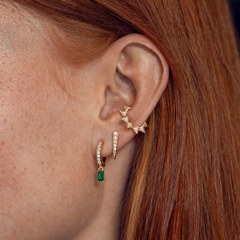 Arya - Green Crystal Hoop Earrings