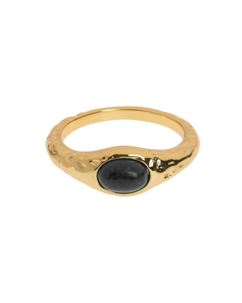 Erica - Black Stone Signet Ring - Black