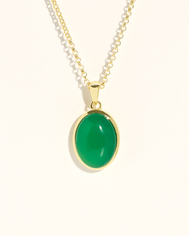 Oval Stone Necklace - Chrysoprase