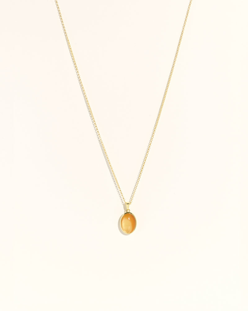 Oval Stone Necklace - Silk Shell