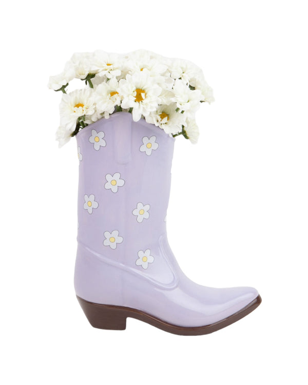 Rodeo Cowboy Boot Vase - Lilac