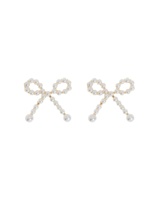 Juliette - Cute Pearl Bow Stud Earrings