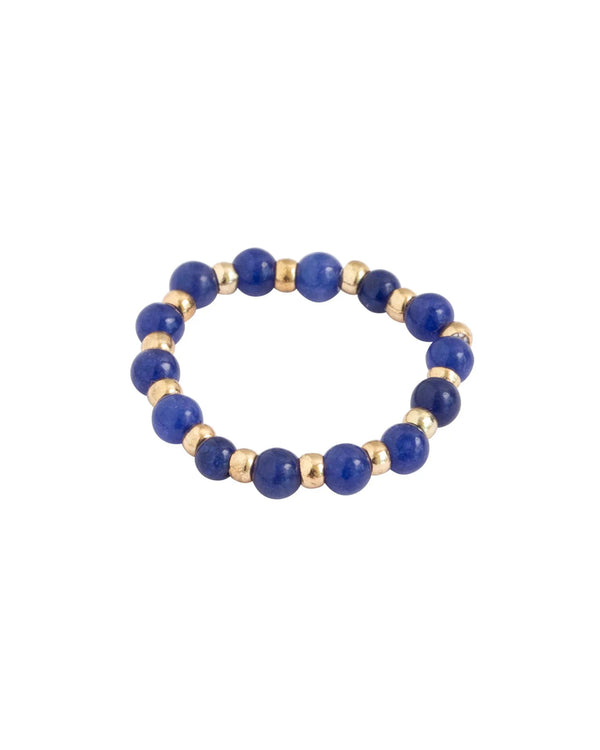 Stone and Bead Ring - Lapis Lazuli