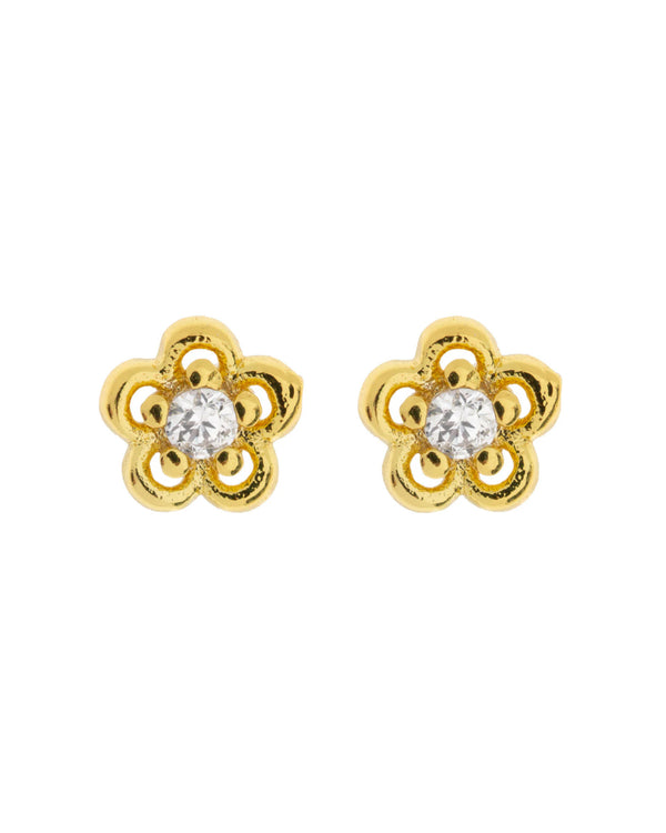 Lupine - Flower with Crystal Stud Earrings