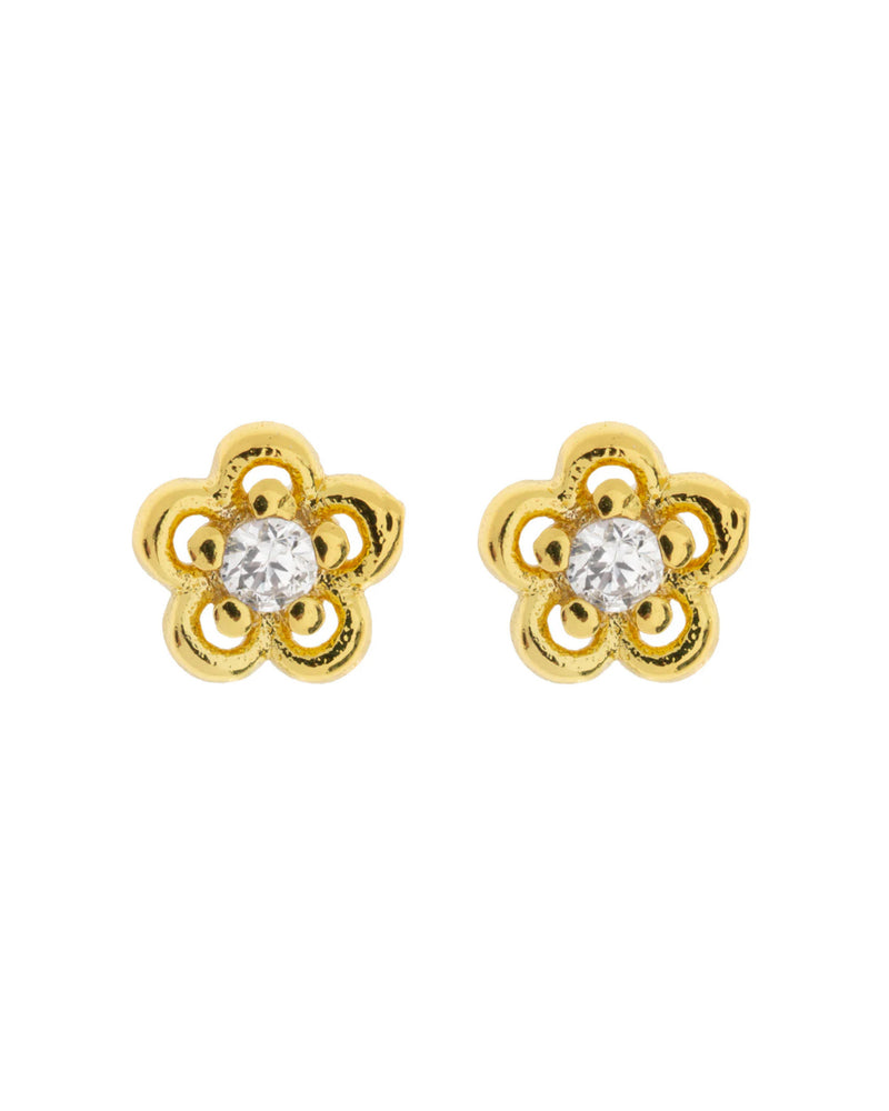 Lupine - Flower with Crystal Stud Earrings