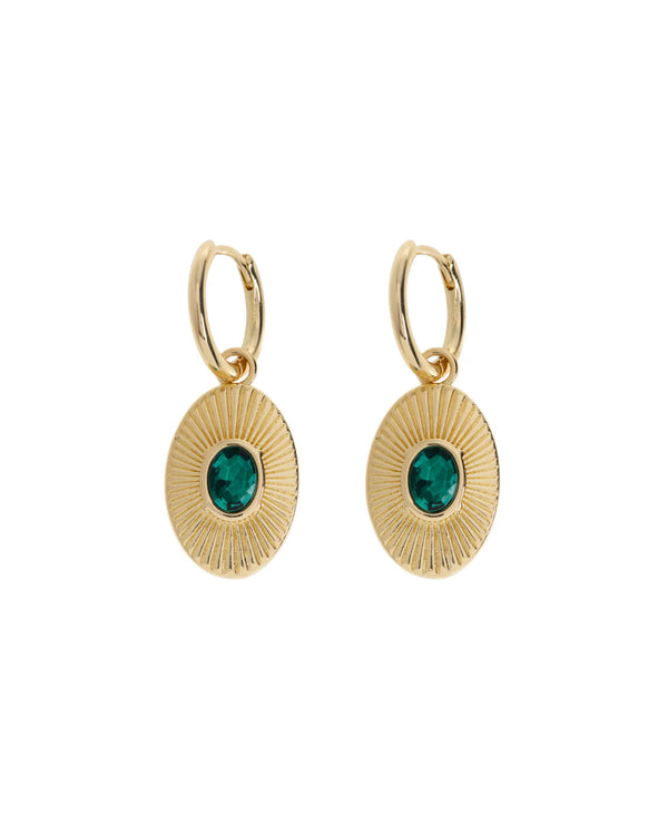 Mavi - Emerald Pendant Hoop Earrings