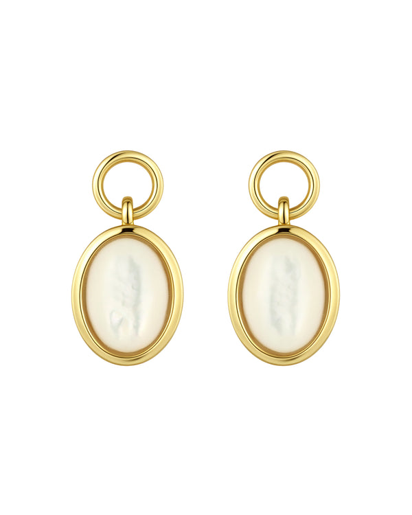 Charm Huggies + Oval Pendant Mother of Pearl