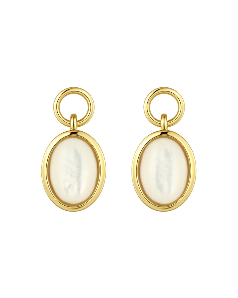 Charm Huggies + Oval Pendant Mother of Pearl