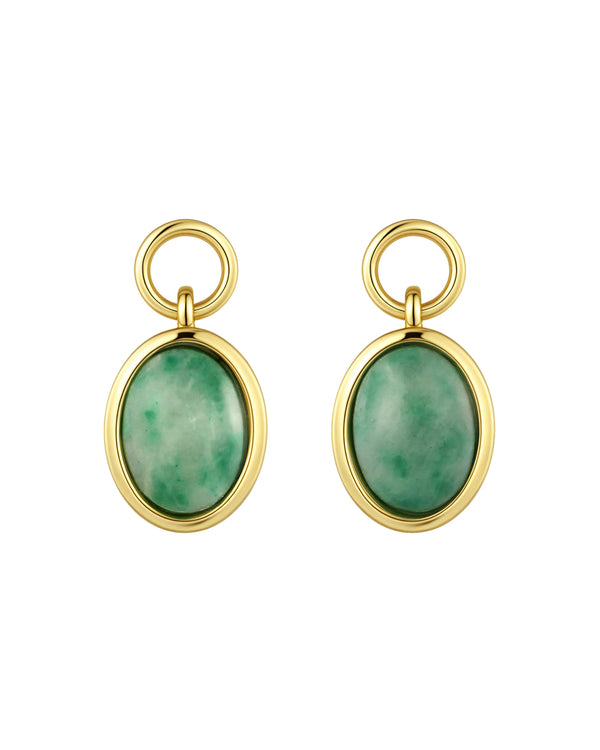 Charm Huggies + Oval Pendant Emerald