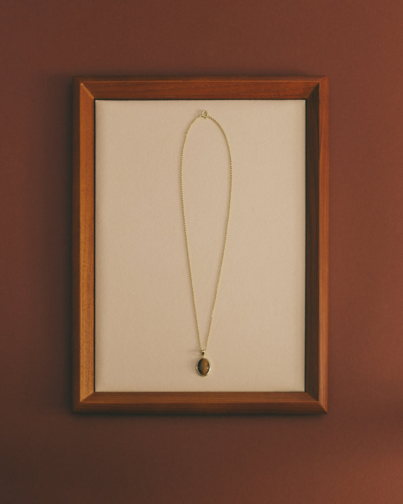 Oval Stone Necklace - Tiger Eye