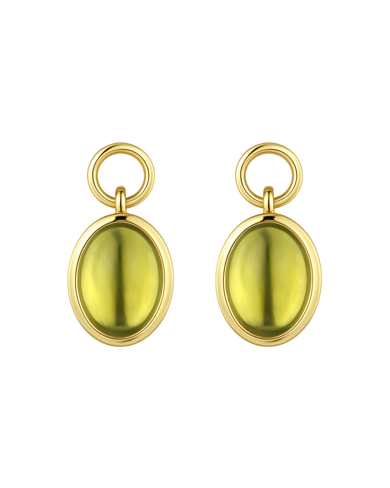 Charm Huggies + Oval Pendant Peridot