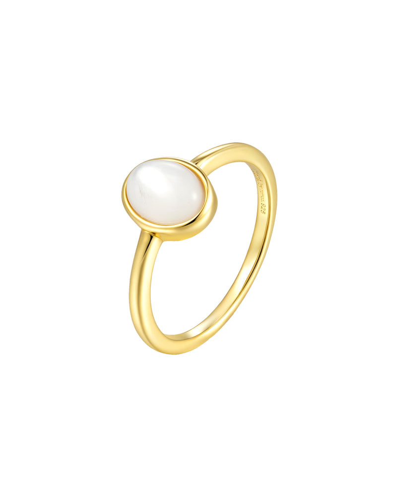 Oval Stone Ring - Mother of Pearl