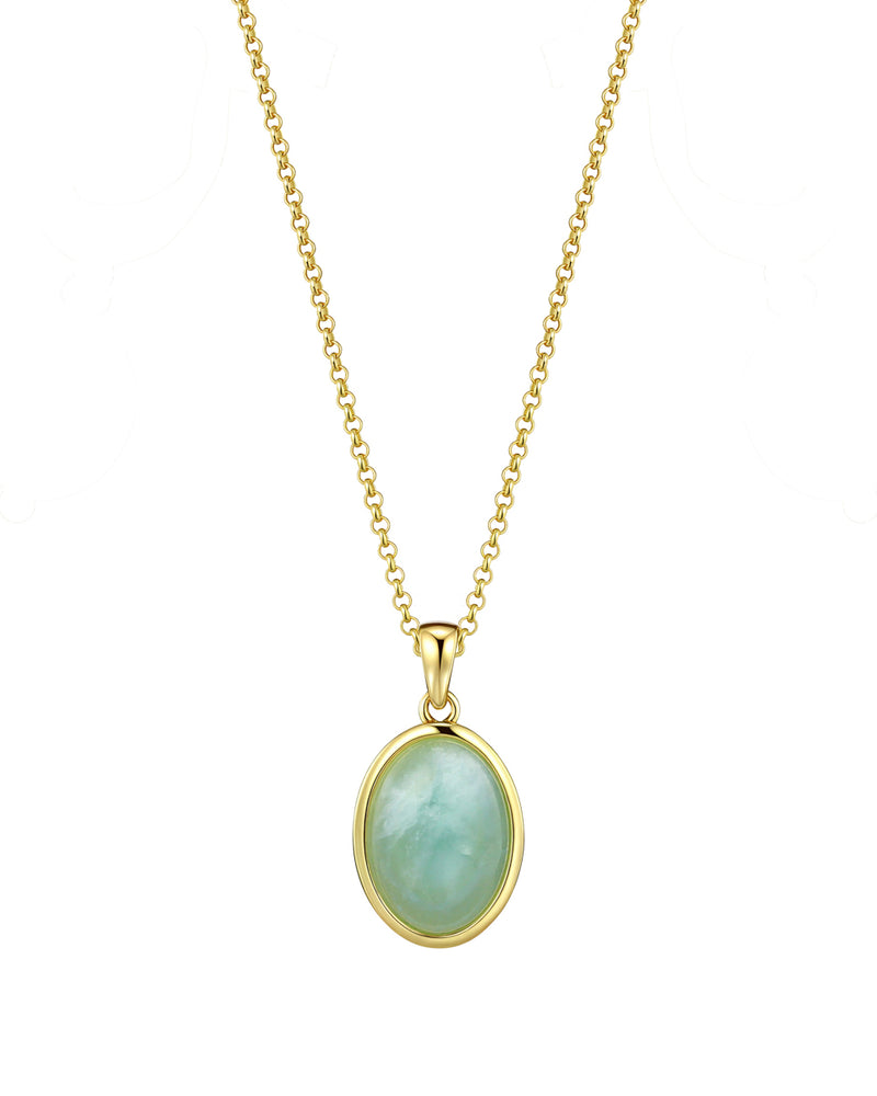 Oval Stone Necklace - Aquamarine