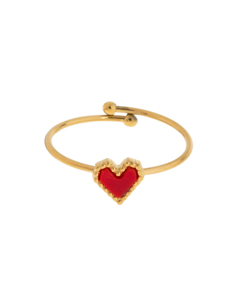 Sarah - Red Heart Ring Stainless Steel