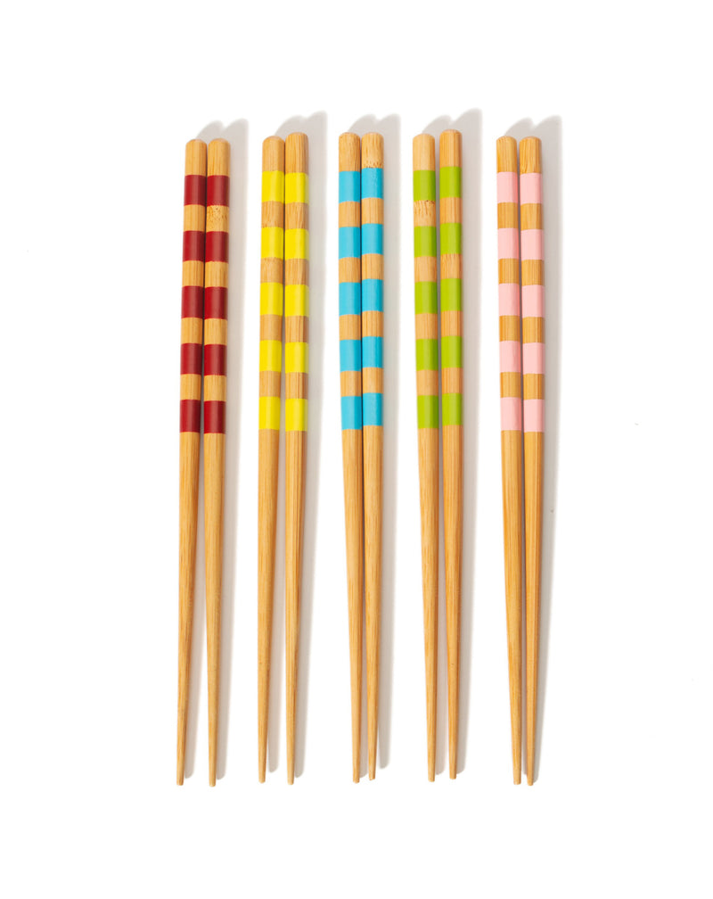 Striped Bamboo Chopsticks - Set of 5