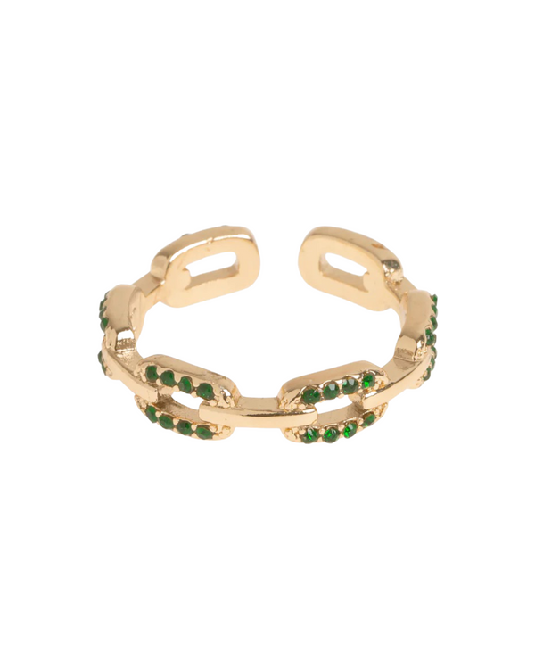 Green Crystal Chain Ring